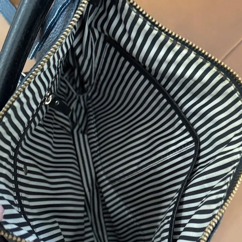 Kate Spade Ella Pebbled Leather Expandable Crossbody Shoulder Bag Black